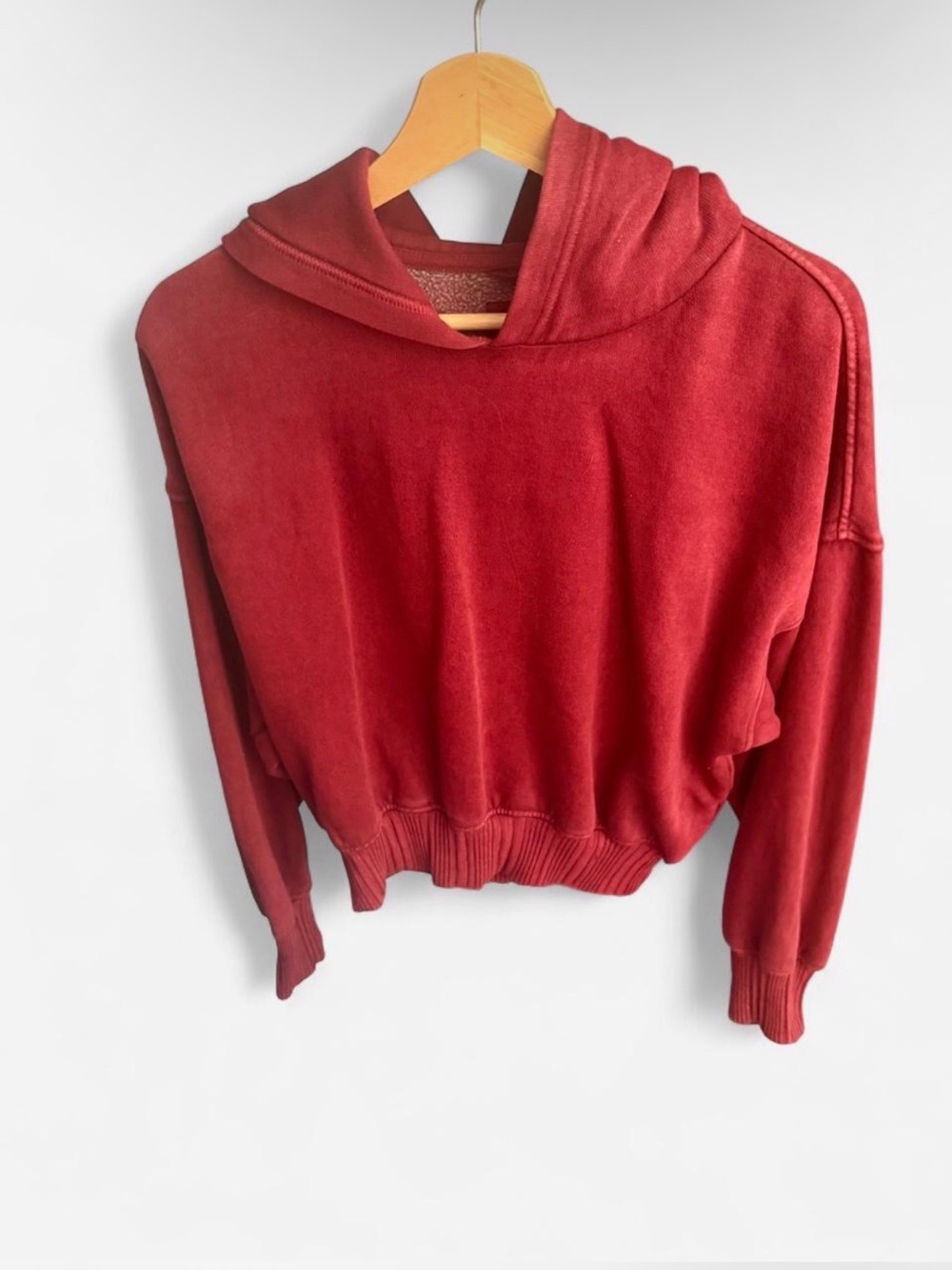 aerie Red Cropped Hoodie Sweatshirt
